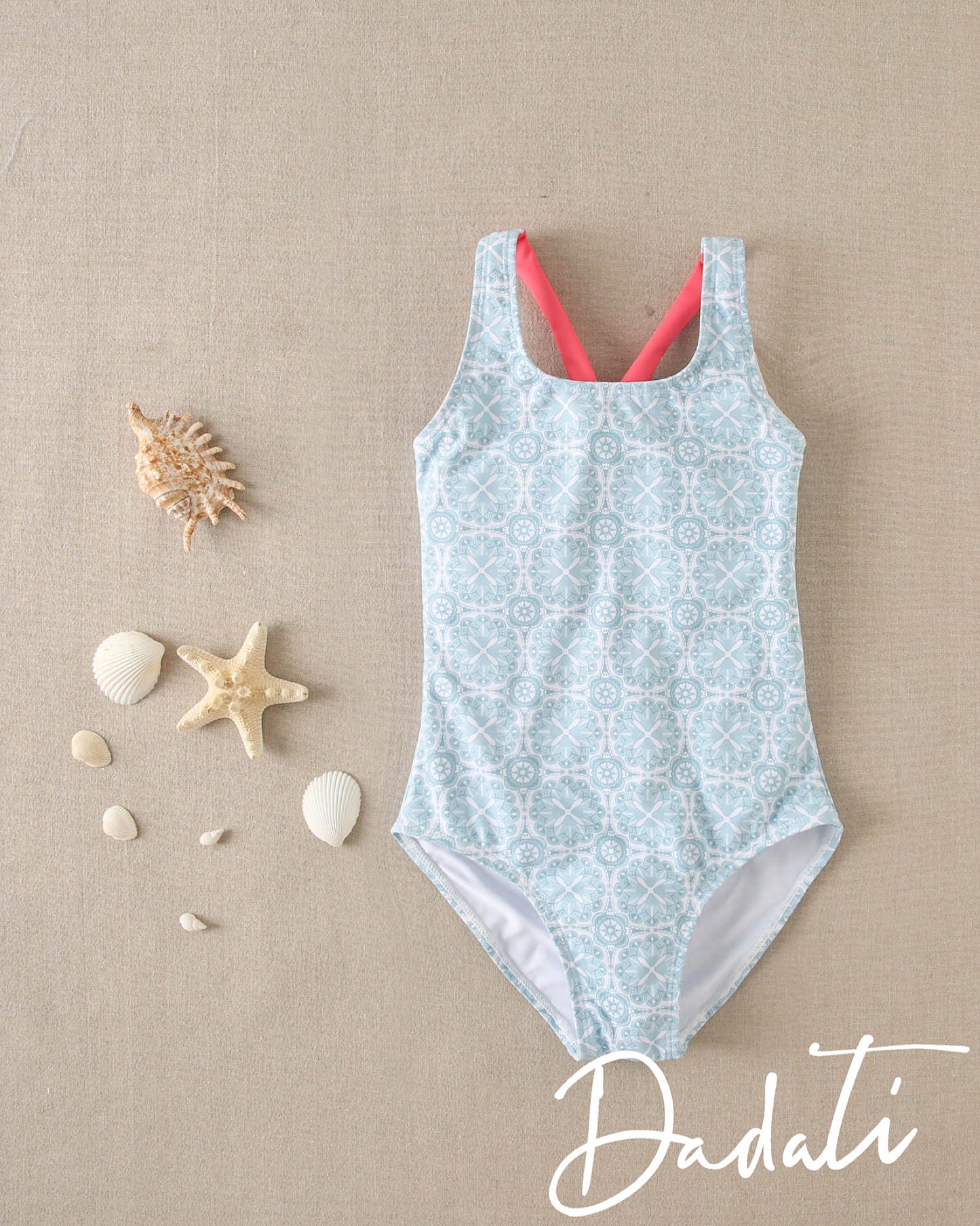 Traje de Baño Niña Retro Azul