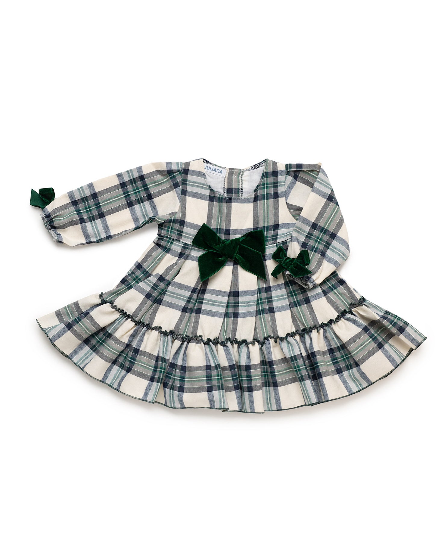 Vestido Cuadros Lazo Verde