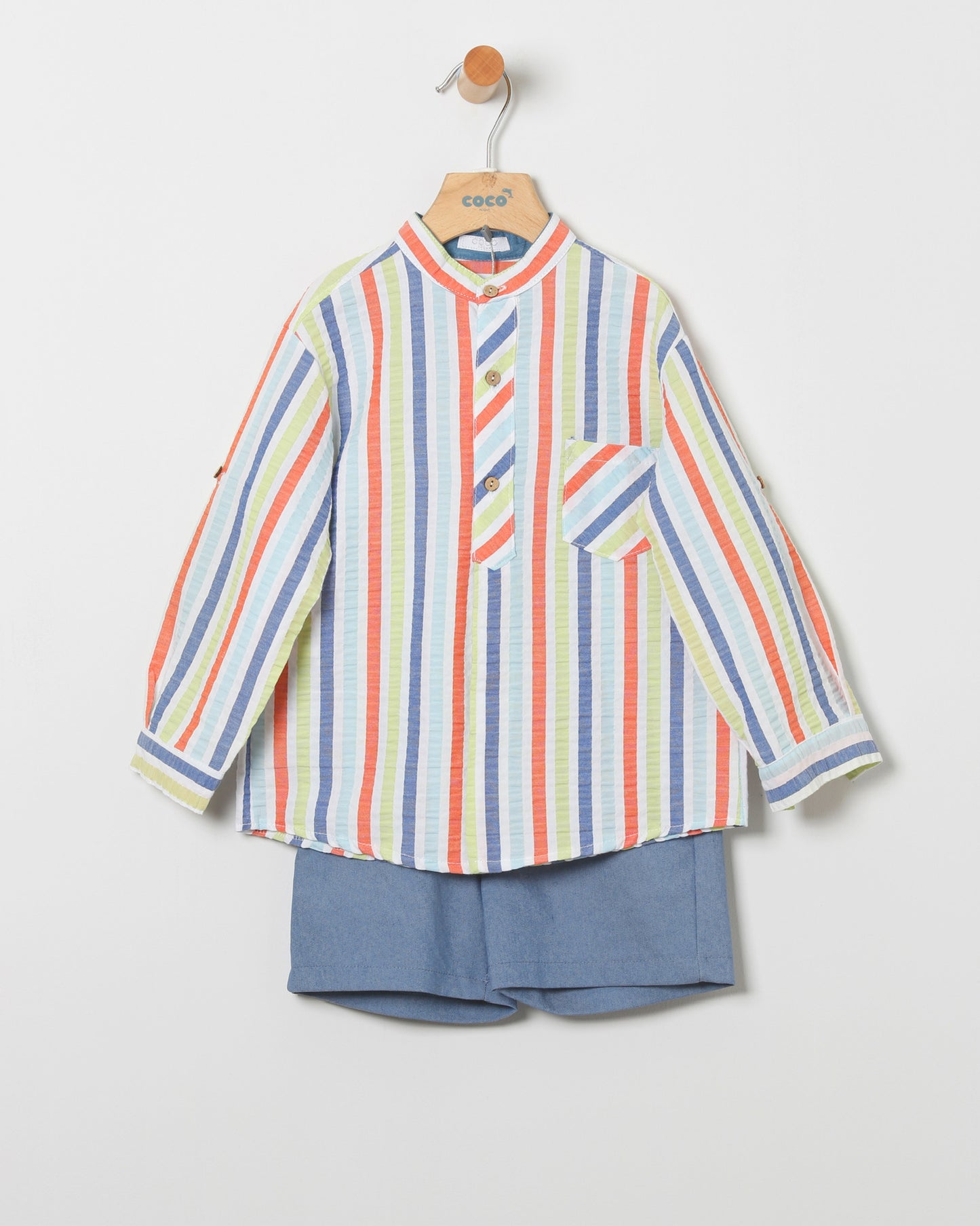 Bermuda y Camisa Rayas Multicolor