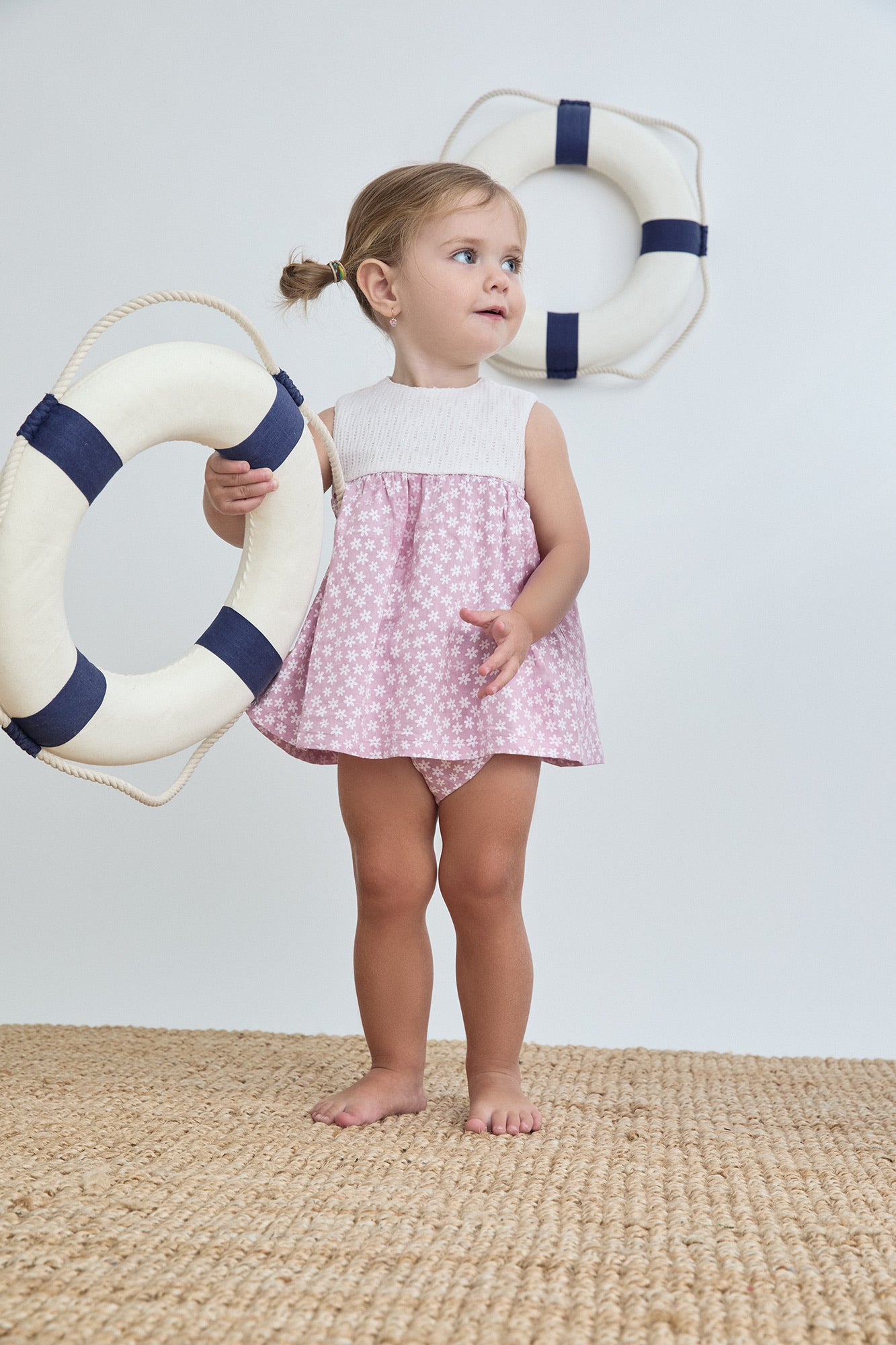 Vestido Bebe Flores Mauve