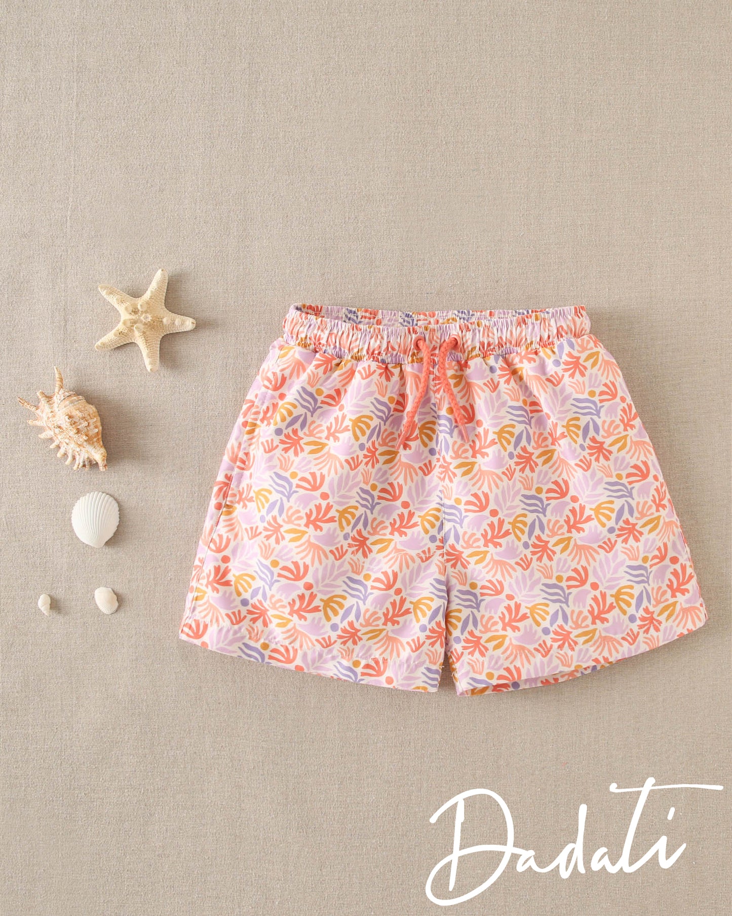 Traje de Bano Nino Naranja Flores