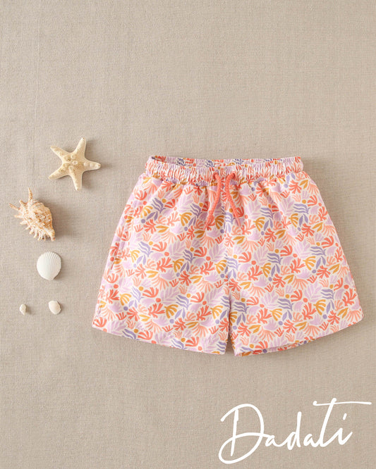 Traje de Bano Nino Naranja Flores
