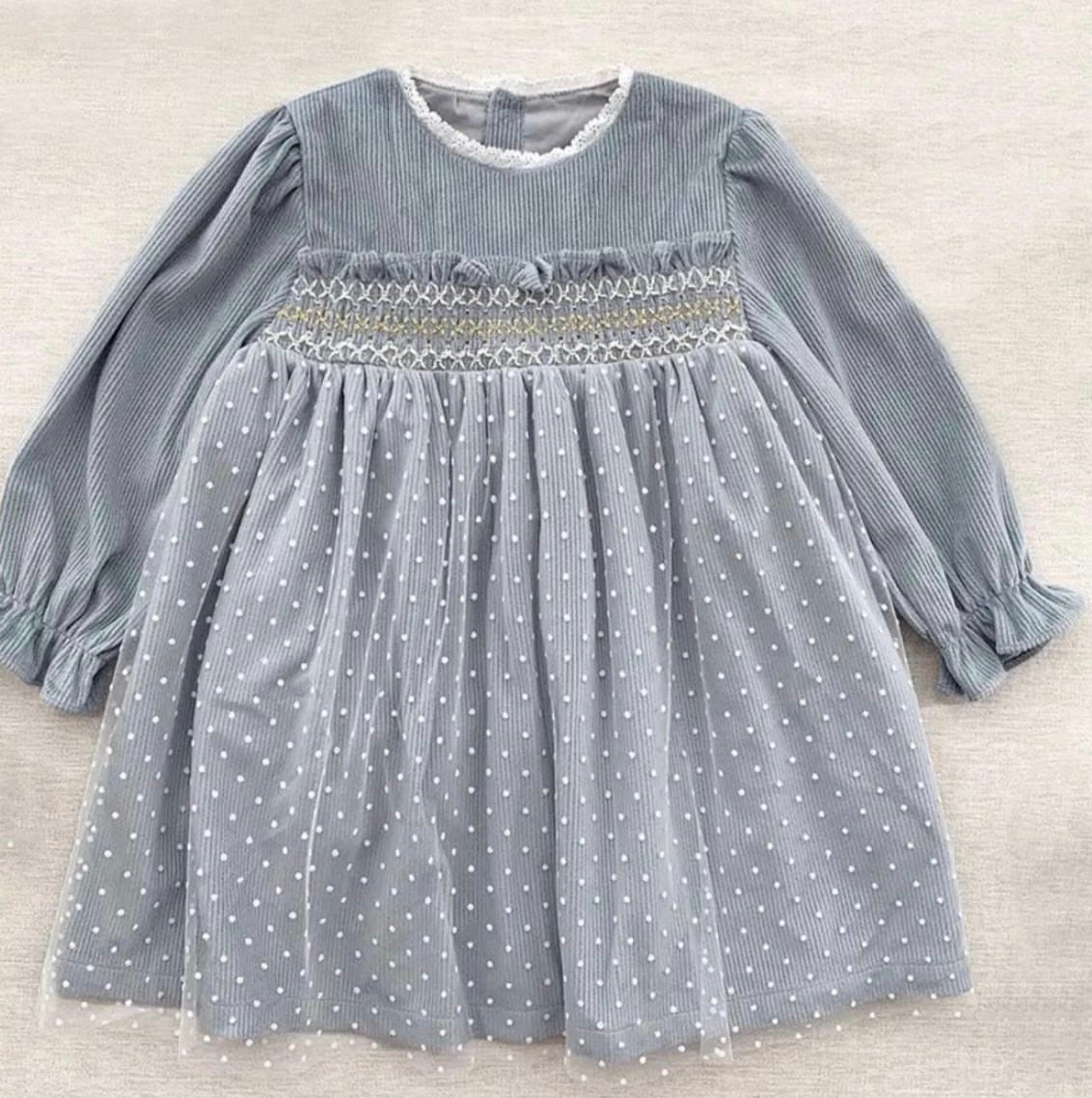 Vestido Terciopelo Azul Nube