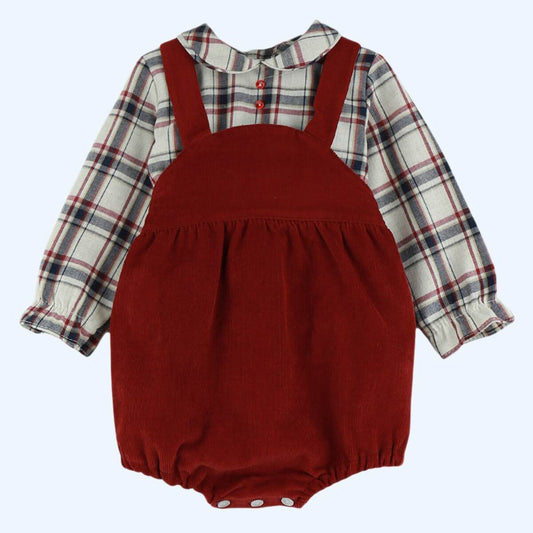 Conjunto Peto y Camisa Cuadros Rojo Baby Ferr