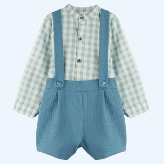 Conjunto Nino Pantalon con Tirantes Camisa Cuadros