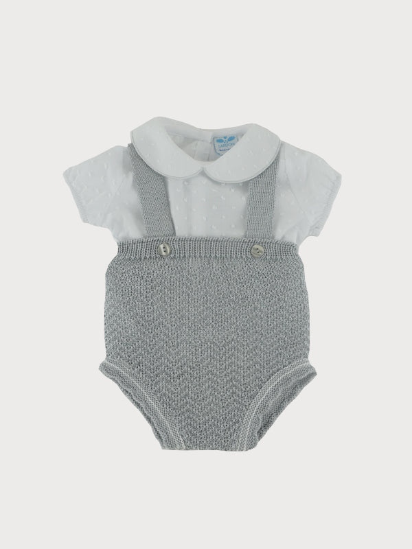 Conjunto Tejido Gris Cuello Peter Pan