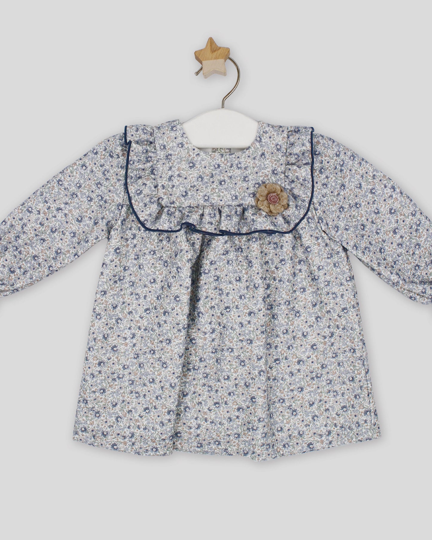 Vestido Azul Flores Marino