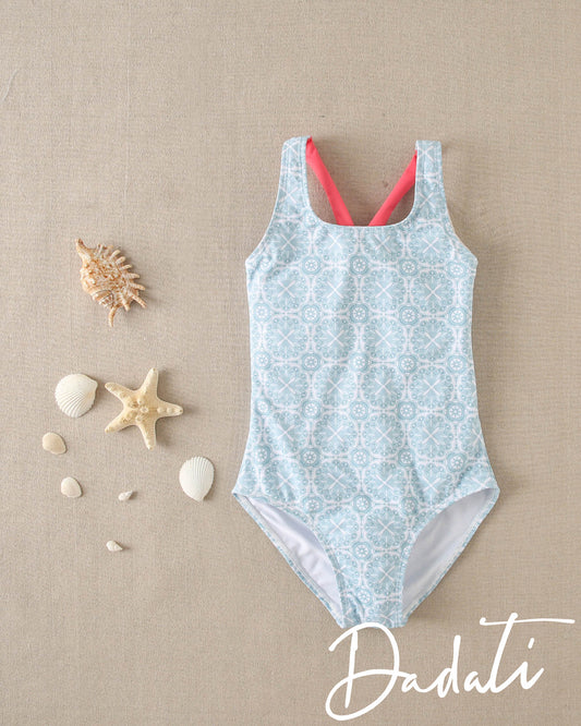 Traje de Baño Niña Retro Azul
