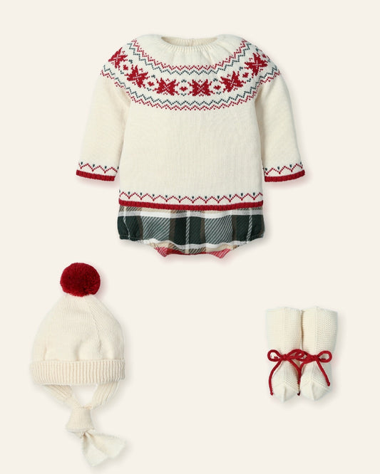 Traje 4 piezas navidad tejido