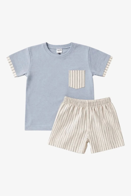 Camisa y Short Celeste Beige