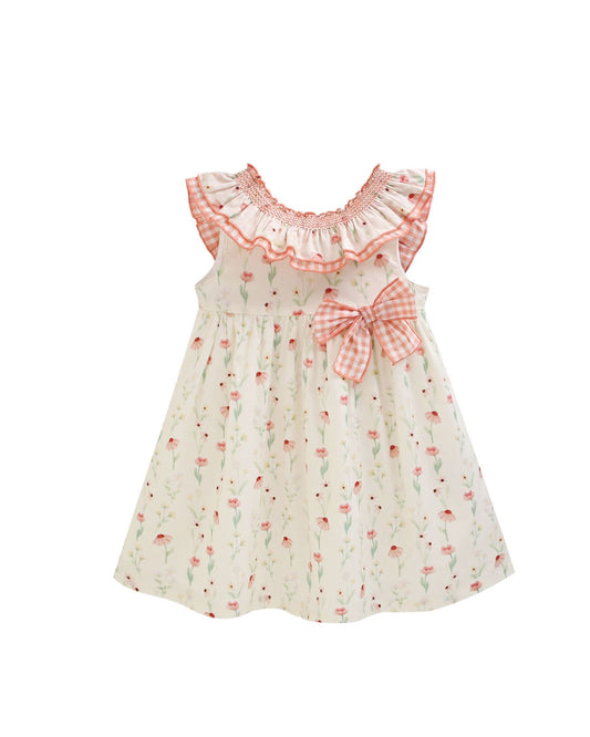 Vestido Vichy Flores Naranja