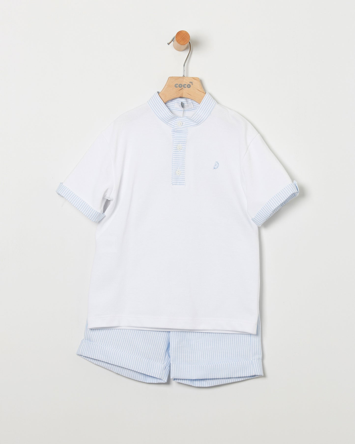 Polo y Bermuda Rayas Celeste