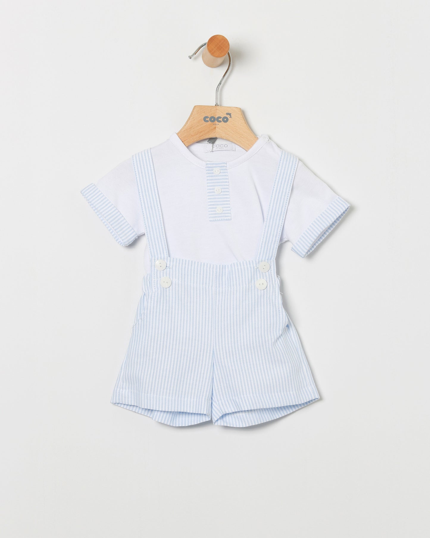 Camisa y Overall Rayas Celeste