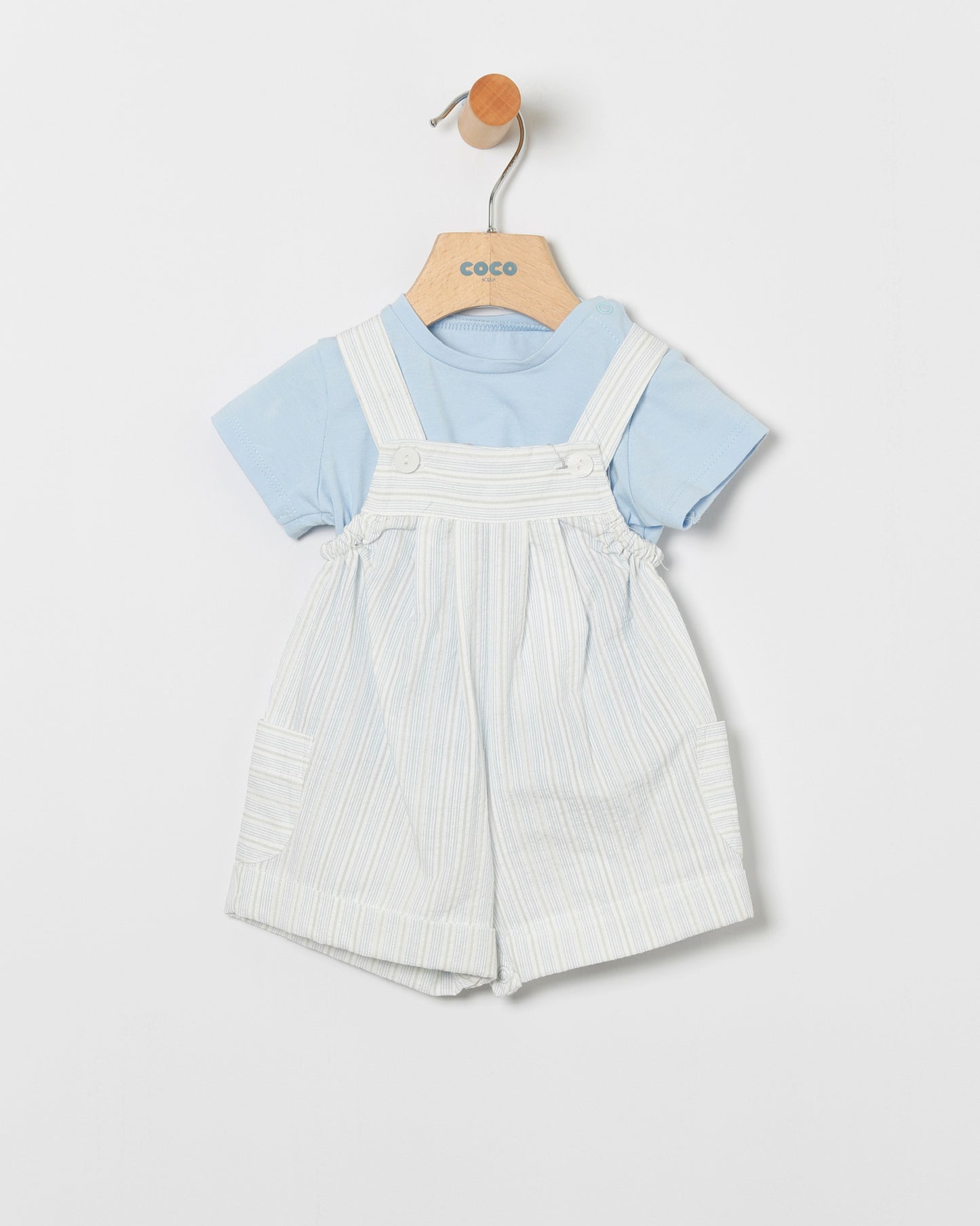 Camisa y Peto Rayas Celeste